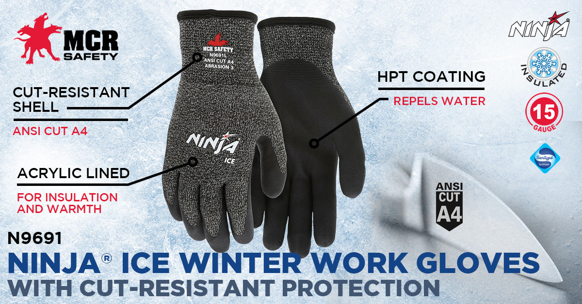 MCR safety N9691 Ninja Ice Insulated Cut Resistant Work Gloves 15 Gaug –  MAC Safety Supplies