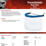 101 DIELECTRIC NYLON FACE SHIELD BRACKET FOR HARDHAT, BLUE, (PACK OF 6)