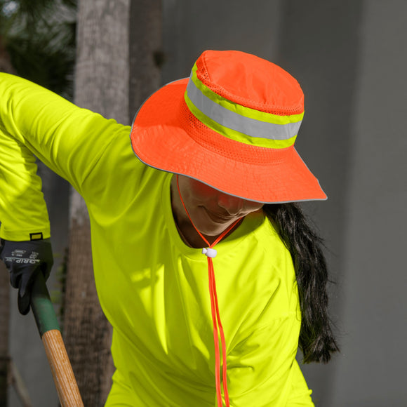 Ironwear 1271-O Booney Hat with Adjustable Neck Strap, Orange