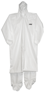 (25/Case) Disposable Coverall With Zipper Front, Elastic Sleeves & Ankles, Attac