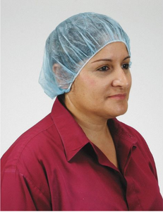 CONDOR BOUFFANT CAP: GEN USE, POLYPROPYLENE, PLEATED BOUFFANT, BLUE, 21 IN DIA, BAG, 100 PK