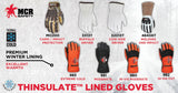MCR Safety 3313T Leather Drivers Insulated Work Gloves Buffalo Grain with Shirre