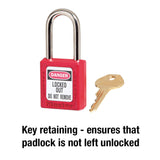 Master Lock 410Red 1-1/2" Red Thermoplastic Safety Padlock, With 1-1/2" Shackle