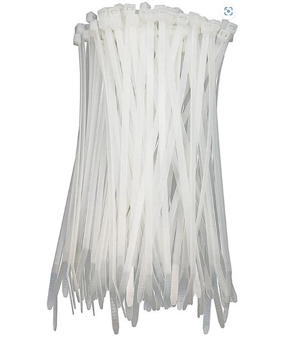 6 Inch White Zip Ties, 100 Pack, 40lb Strength, Uv Resistant Strong Nylon Cable