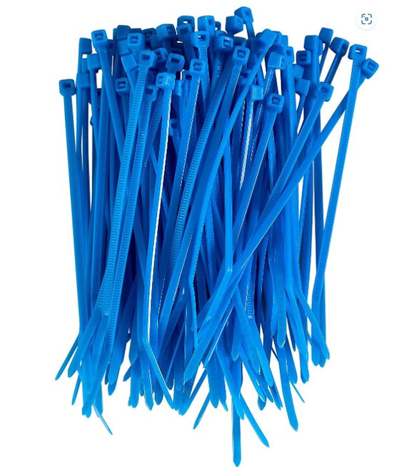 6 Inch Blue Zip Ties, 100 Pack, 40lb Strength, Uv Resistant Strong Nylon Cable T