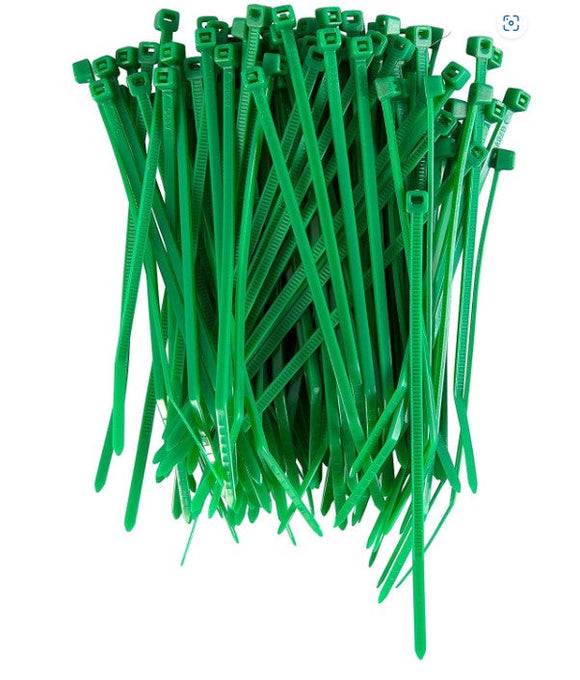 6 Inch Green Zip Ties, 100 Pack, 40lb Strength, Uv Resistant Strong Nylon Cable