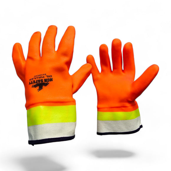 MCR 6410SCHV Oil Hauler Double Dipped Work Gloves Hi-Visibility Orange, 6 Pairs