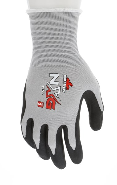 12 Pairs of MCR Safety 9673 NXG Work Gloves 13 Gauge Gray Nylon Black Nitrile Fo