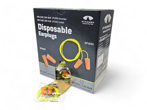 Pyramex DP1001 Disposable Corded Earplugs (100/Box)