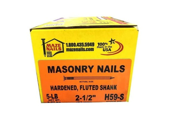 Maze 2.5 in. Masonry Heat Treated Carbon Steel Nail Flat Head 5 lb