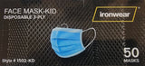 Ironwear KID'S Disposable Face Mask with Ear Loops 50 Pack