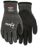 MCR SAFETY N9691 NINJA ICE INSULATED CUT RESISTANT WORK GLOVES 15 GAUGE HYPERMAX SHELL 7 GAUGE ACRYLIC TERRY INNER LINING HPT COATED PALM AND FINGERTIPS (DOZEN)