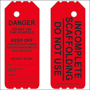 Red Laminated Scaffolding Tag (QTY-10 per Pack) DANGER Do Not Use This Scaffold