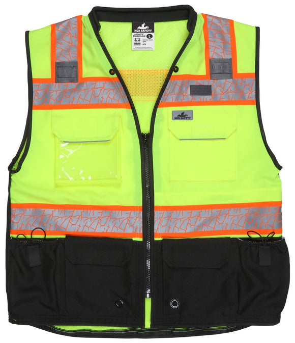 MCR Safety PSURVCL2LS Hi-Visibility Safety Vest, ANSI 107 Type R Class 2 Solid F