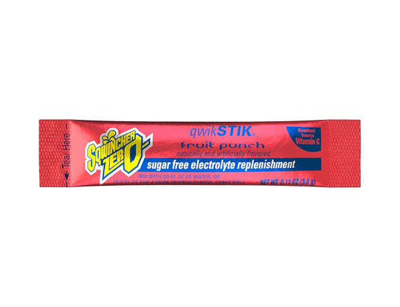 Qwik Stik Sugar Free Drink Mix Powder 0.11 oz., Fruit Punch, Pk50