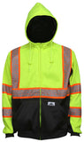 MCR Safety S2CL3LZ Class 3 Polyester Lime/Black Hoodie Zipper Front and Attached