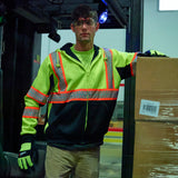 MCR Safety S2CL3LZ Class 3 Polyester Lime/Black Hoodie Zipper Front and Attached