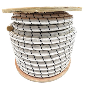White With Black Tracer 1/2" Bungee Cord 100' Length