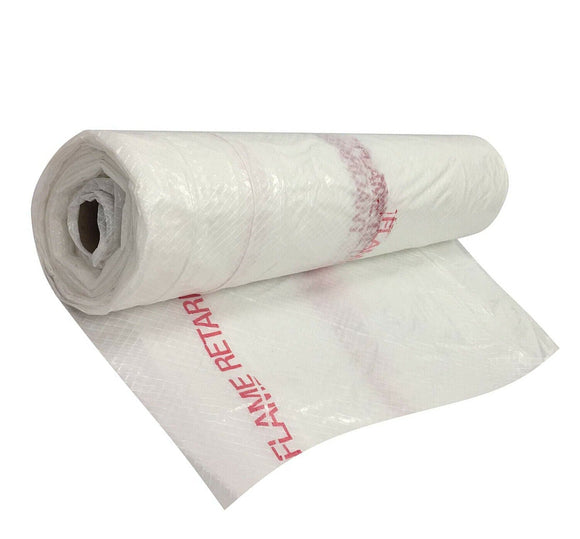 Square-Pattern String Reinforced Poly 10'x100' Flame Resistant 6 Mils Clear