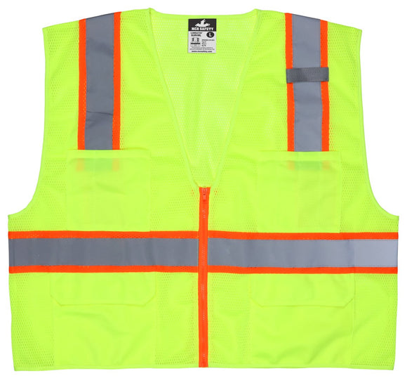 MCR Safety SURVMLS Class 2 Type R Surveyor Style Vest Mesh Material with 3
