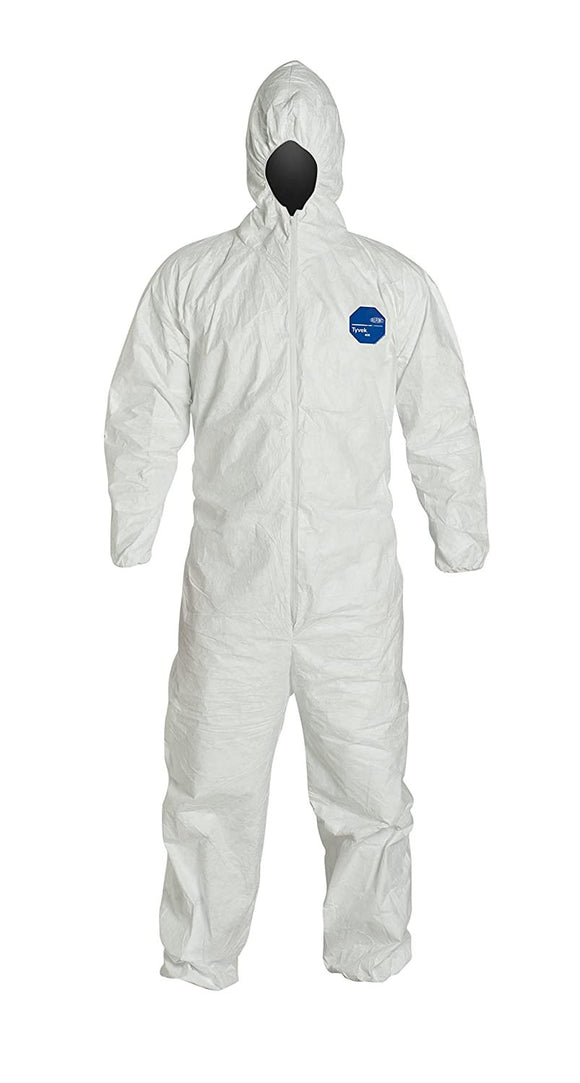 MCR Safety TY127S Dupont Tyvek Coverall, Coverall with zipper front, elastic sle