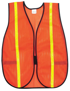 MCR Safety V211R General Purpose Safety Vest, Polyester Mesh, 3/4" Lime Reflecti