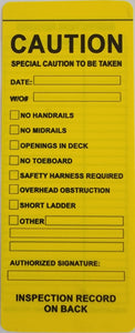 Yellow Vinyl Scaffolding Tag   (QTY-10 per Pack)