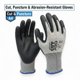 MAC Safety Supplies Cut Pro 13-gauge salt and pepper HyperMax cut-resistant gloves with double-dipped nitrile palms and fingertips.