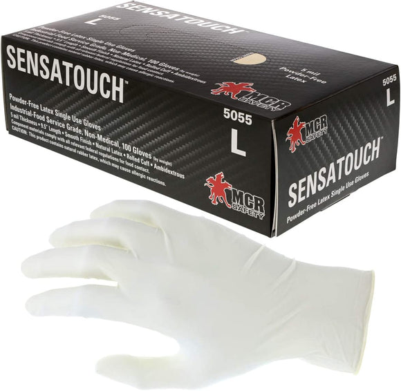MCR Safety 5055 SensaTouch Disposable Latex Gloves Powder Free Industrial