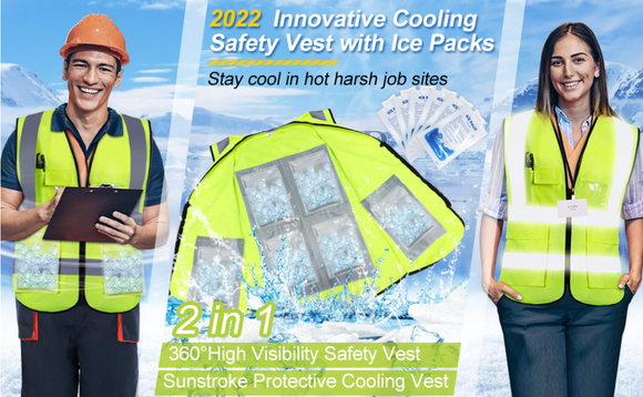 Cooling Ice Vest with 8pcs Ice Pack - for Men & Women (Non-adjustable)